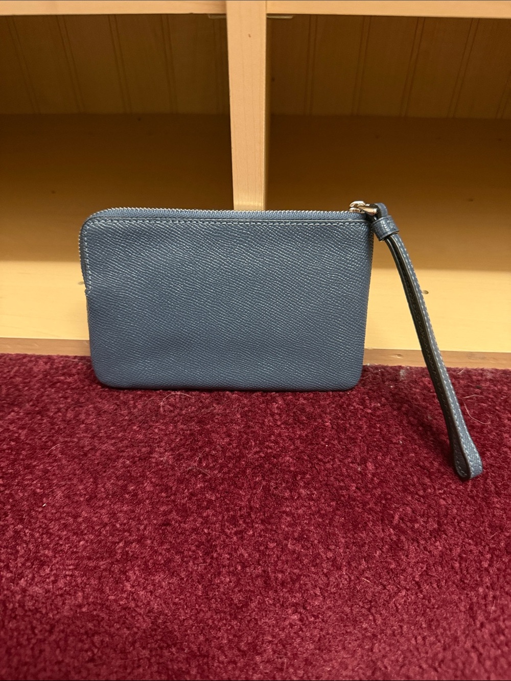 Coach Navy Blue Pebbled Leather Wristlet - Picture 2 of 4